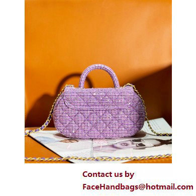 Chanel Tweed  &  Gold-Tone Metal Bag with Top Handle AS4569 Purple 2025